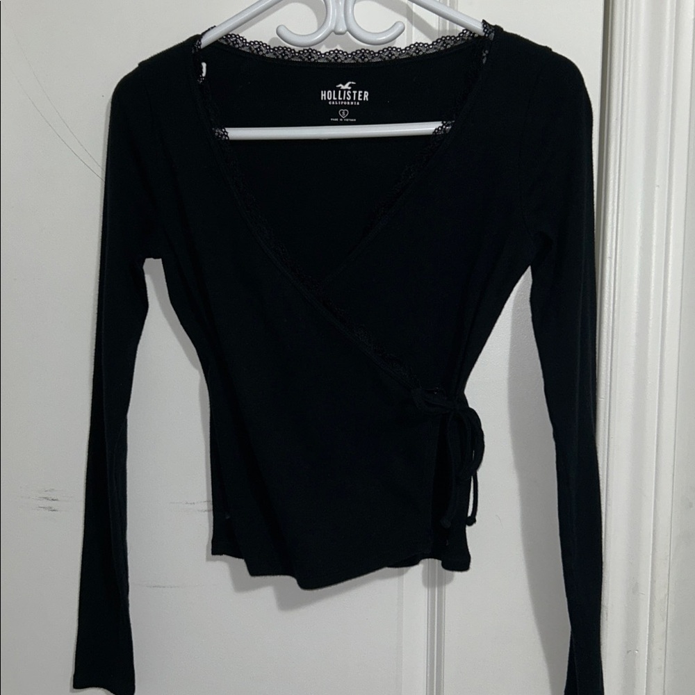 Hollister Black Lace Wrap Top
